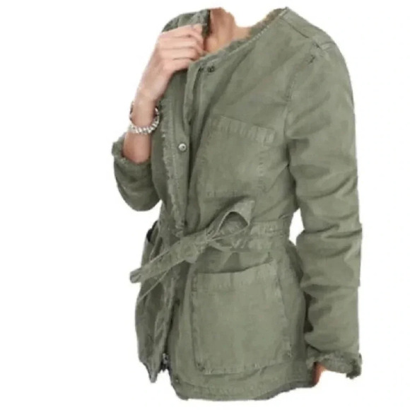 BANANA REPUBLIC Olive Green Utility Military Safari Belted Cargo Jacket Size XS - Picture 1 of 4